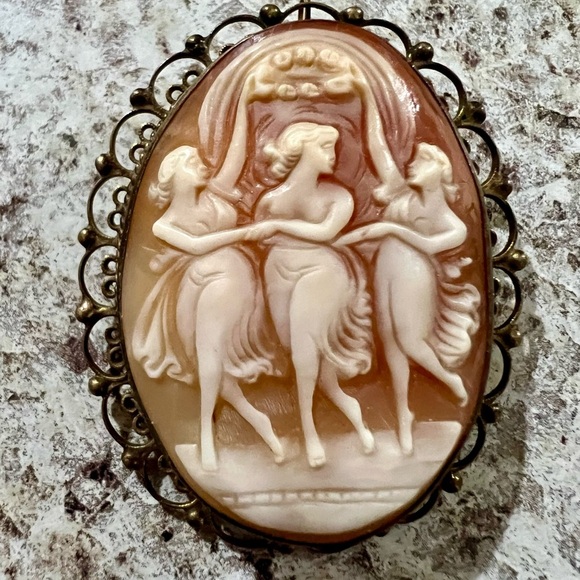 Antique Sterling shell cameo/pendant - Picture 1 of 11